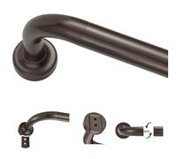 Black Curtain Rods for Windows 100-150",1 Inch Disc Wrap Around Curtain Rod with Aluminum Finials and Brackets,No Screw Disassembly Adjustable Blackout Curved Room Darkening Curtain Rod