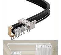 Black Curtain Track with Silent Rollers Ceiling or Wall Mount for Drapes Room Dividers Shower Curtains - Versatile Curtain Rail Accessories Easy Installation Durable Design
