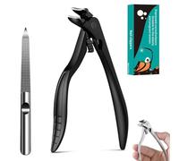 Black Curved Nail Clipper - Ergonomic & Easy for Seniors, Perfect Design | Stainless Steel Nail Clipper | Effortless Grip, Extended Toe Nail Clippers, Long Handle Curveds Emery Boards (Black 1pcs)