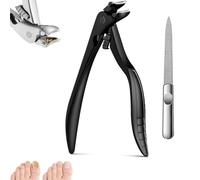 Black Curved Nail Clipper - Ergonomic & Easy for Seniors,Upgraded Long Handle Toenail Clippers,Curved Edge Toenail Clippers with Anti-Slip Grip & Safety Lock,Duty Clipper for Thick Nails (Black)