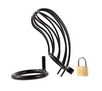 Black Curved Ring Male Chastity Device Long Metal Penis Ring Penis Lock Sex Toys for Men Black 40Mm Flat Ring