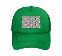 Black Curved Texture Black Printed Adjustable Mesh Baseball Cap - Unisex, Outdoor Running and Fishing Sun Hat, Green, One Size