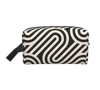 Black Curved Texture Large Capacity Toiletry Bag, Lightweight Travel Wash Bag with Padding, for Men Women