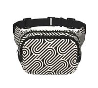 Black curved texture Printed fashionable waist bag, unisex messenger bag, fashionable travel waist bag