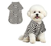 Black curved texture S Pet Hawaiian Shirt for Small Dogs-Cute Summer Beach Outfit for Puppy, Soft Breathable Cat Clothes with Buttons