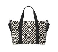 Black Curved Texture Travel Duffle Bag-Lightweight Carry On Weekender for Men Women, Waterproof Overnight Bag for Gym Weekend Trips