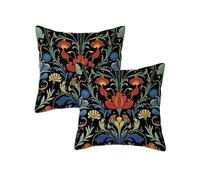 Black Cushion Covers 35 x 35 cm Outdoor Cushions Bohemia, Set of 2 Linen Waterproof Throw Pillow Covers, Square Throw Pillows for Patio Balcony Couch Sofa Living Room Garden Decorative, Gifts Z-479