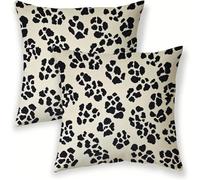Black Cushion Covers 40 x 40 cm, Linen Decorative Throw Pillow Covers Beige Square Pillow Cases 2 Pack 16 x 16 Inch, with Invisible Zipper Pillowcases for Living Room Office, Couch Bed, Bedroom SJ-395