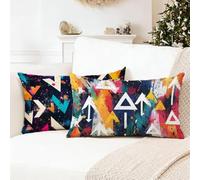 Black Cushion Covers 40 x 80 cm Geometry Pillowcases 2 Pack,mit Nvisible Zipper Pillows, Double Sided high-Definition Printing Soft Velvet ative pillows,is Perfect home ation,gifts for men 0R-217