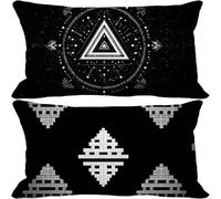 Black Cushion Covers 40 x 80 Set of 2, Rectangle Outdoor Cushions Waterproof Soft Sofa Pillows Covers with Invisible Zipper for Outdoor Garden Furniture Bench Decorative Pillows (Geometry) q1-3934