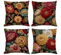 Black Cushion Covers 40x40 cm Set of 4 Outdoor Cushions Waterproof Garden Cushions Velvet Throw Pillow Covers Retro Double Sided Printing for Indoor Sofa Outdoor Patio Balcony Fall Decor,Gifts M17