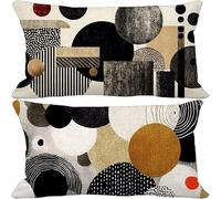 Black Cushion Covers 50 x 80 Set of 2, Rectangle Outdoor Cushions Waterproof Soft Sofa Pillows Covers with Invisible Zipper for Outdoor Garden Furniture Living Room Decorative Pillows (Nordic) i-2691