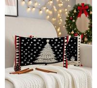 Black Cushion Covers 60 x 80 cm Sofa Cushions Set of 2 Outdoor Cushions Red Linen Cushion Covers with Invisible Zipper Autumn Decorative Pillows for Balcony Bed Room Garden Patio Decor Gifts 3m-725