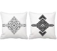 Black Cushion Covers 65 x 65 Set of 2, Outdoor Cushions Geometry Sofa Pillows Covers, Square Waterproof Linen Decorative Pillows with Invisible Zipper for Summer Outdoor Garden Furniture e-1461a