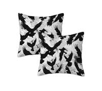 Black Cushion Covers 70 x 70 cm Outdoor Cushions Bird, Set of 2 Linen Waterproof Throw Pillow Covers with Lnvisible Zipper, Square Throw Pillows for Patio Balcony Couch Sofa Garden Decorative Z-505