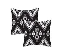 Black Cushion Covers 80 x 80 cm Outdoor Cushions Bohemia, Set of 2 Linen Waterproof Throw Pillow Covers, Square Throw Pillows for Patio Balcony Couch Sofa Living Room Garden Decorative, Gifts Z-477