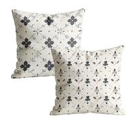 Black Cushion Covers 80 x 80cm Waterproof Linen Pillow Cases 2 Pack, Double-Sided Nordic Print with Invisible Zipper, Easter Decorations Sofa Cushions for Bedroom Garden Outdoor 32x32 inch M-w-7592