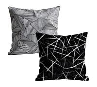 Black Cushion Covers 80 x 80cm Waterproof Linen Pillow Cases 2 Pack, Double-Sided Simple Print with Invisible Zipper, Easter Decorations Sofa Cushions for Bedroom Garden Outdoor 32x32 inch M-w-7550