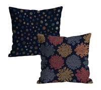 Black Cushion Covers 80x80cm Outdoor Cushions in Linen, Easter Decor Pillow Cases 2 Pack with Invisible Zipper, Flowers Pattern Pillowcases for Sofa Bedroom, 32x32 inch W-P-6668
