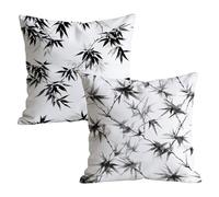 Black Cushion Covers 80x80cm Velvet Pillow Cases 2 Pack, Home Decoration Cushion Covers for Sofa Bedroom, Square Pillow Cases with Invisible Zipper, Leaf Pattern Spring Pillowcases 32x32 inch W-P-8001