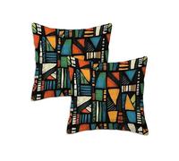 Black Cushion Covers 90 x 90 cm Outdoor Cushions Abstract, Set of 2 Linen Waterproof Throw Pillow Covers, Square Throw Pillows for Patio Balcony Couch Sofa Living Room Garden Decorative, Gifts Z-483