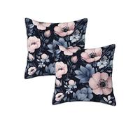 Black Cushion Covers 90 x 90 cm Outdoor Cushions Flower, Set of 2 Linen Waterproof Throw Pillow Covers, Square Throw Pillows for Patio Balcony Couch Sofa Living Room Garden Decorative, Gifts Z-485
