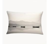 Black Cushion Covers Landscape Sofa Cushions Covers 50cm x 70cm Large Velvet Throw Pillow Case with Invisible Zipper, Rectangular Decorative Pillow Cases for Home Living Room 19.7 x 27.6 in 2Y-1065