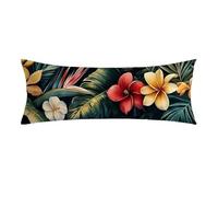 Black Cushion Covers, Long Body Pillow Cover 20 x 60cm Large Super Soft Velvet Natural Bolster Cushion with Invisible Zipper Double-Sided Printing Long Pillow Case for Side Sleepers, Bed Decor 0E-348