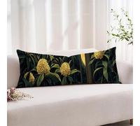 Black Cushion Covers, Long Body Pillow Cover 20"x60" Large Super Soft Velvet Hydrangea Sofa Cushions with Invisible Zipper Double-sided Printing Long Pillow Case for Pregnancy and Side Sleepers xz-433