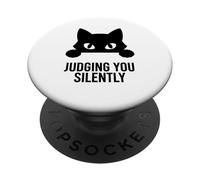Black Cute Cat Eyes Minimalist Funny Judging You Silently PopSockets Adhesive PopGrip
