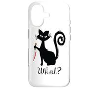 Black Cute Cat What? With Bloody Knife Funny Cats Case for iPhone 17