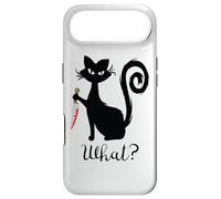 Black Cute Cat What? With Bloody Knife Funny Cats Case for iPhone Air