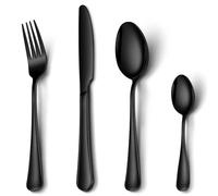 Black Cutlery Sets, NINIROR 16 Piece Food-Grade Stainless Steel Flatware Silverware Set for 4 People Include Spoon Knife and Fork Sets Mirror Polished Dishwasher Safe for Home Restaurant Modern Design
