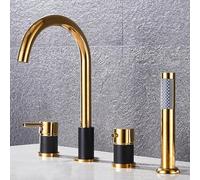 Black & d 4 Hole Bath Mixer Tap Set with Shower Deck Mount Bathroom Taps Luxury Tub Faucet Modern Design Easy Installation Elegant Bathroom Accessories