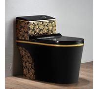 Black d Ceramic Dual Flush Elongated Toilet - Luxurious Quiet Comfortable Seat Height, European Style, A-400mm
