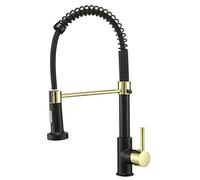 Black d Pull-Down Kitchen Faucet Single Handle ng Sprayer with 2 Functs Solid Brass Single Hole Mixer Tap for Hot and Cold Water Modern Design