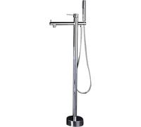 Black D Rotatable Freestanding Bathtub Faucet With Handheld Shower, Single Handle Brass Floor-Mounted Tub Tap, Includes Hose For Modern Bathroom Decor,Chrome