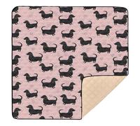 Black Dachshund Dog Pattern 50x50 inch Baby Play Mat,Thicken Soft Non-Slip Tummy Time Mat for Toddlers and Infants
