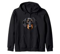 Black Dachshund Dog Wiener Face Zip Hoodie