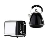 Daewoo Kensington Collection, Kettle And Toaster Set, 1.7 Litre Pyramid Kettle With Matching 2 Slice Toaster, Safety Features, Easy Cleaning, Cohesive Kitchen Set, Black