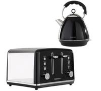 Daewoo Black Kensington Matching Toaster And Kettle Set 1.7 Litre Rapid Boil 4 Slice Retro Sda2447Ge Combo Stainless Steel