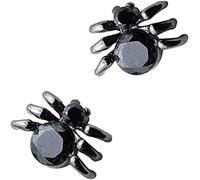 Black Daimond CZ Spider Stud Earrings Sterling Silver for Women Girls Personalized Cool Punk Cubic Zirconia Ear Studs Earring Unisex Trendy Party Fashion Cute Animal Jewelry