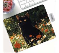 Black Daisy Gaming Mouse Pad, High Precision Smooth Surface with Anti-Fray Stitched Edges, Professional Mouse Mat for Gaming & Esport, Non-Slip Rubber Base, Water Resistant MousePad 47 x 35 cm d0d-151