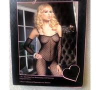 L/XL Black Daisy Sheer Lace Bodystocking Gloves Leg Avenue Private