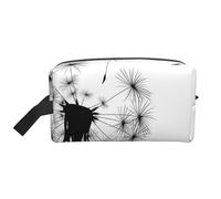 Black DandelionLarge Capacity Cosmetic Organizer,Travel Makeup Bag for Women