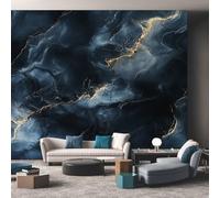 Black Dark Blue Gold Marble Wallpaper - Vein Cracked Wall Mural - Wall Murals for Living Room Bedroom - Photo Wallpaper & Home Decor Art - 274 x 254 cm C455