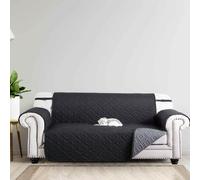 (Black Dark Grey, 3 Seater Sofa Cover) Quilted Sofa Cover Waterproof Furniture Cover Protector Throw Recliner Chair Covers