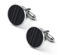 Black Dark Grey Striped Mens Cuff Links Classy Stylish Cufflink