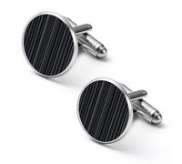 Black Dark Grey Striped Mens Cuff Links Classy Stylish Cufflink