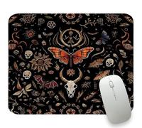 Black Dark Moth Mouse Pads Moody Gothic Small Mousepad for Laptop Desk, Dark Academia Cottagecore Mouse Pad for Computers Gothic Office Supplies Witch Desk Accessories for Women Girls 11.8"x9.8"